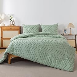Andency Sage Green Comforter Set Queen, Boho Soft