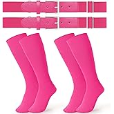 JASGOOD 2 Pack Baseball Socks and Belt Combo Set Softball Socks and Belts Elastic Waist Belt for Youth and Adult Boys