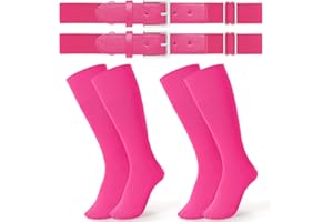 JASGOOD 2 Pack Baseball Socks and Belt Combo Set Softball Socks and Belts Elastic Waist Belt for Youth and Adult Boys