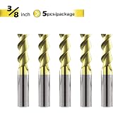 SPEED TIGER 5-Piece 1/2" Square End Mill Set – 4 Flute Micrograin Carbide With AlTiBN Coating For Steel, Hardened Metal, Alloy Milling