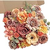 YiYunFloral Fall Artificial Flowers, Orange Silk Fake Flowers for DIY Wedding Bridal Bouquets, Autumn Wedding Cake Flowers for Table Centerpieces Baby Shower Birthday Party Home Decorations