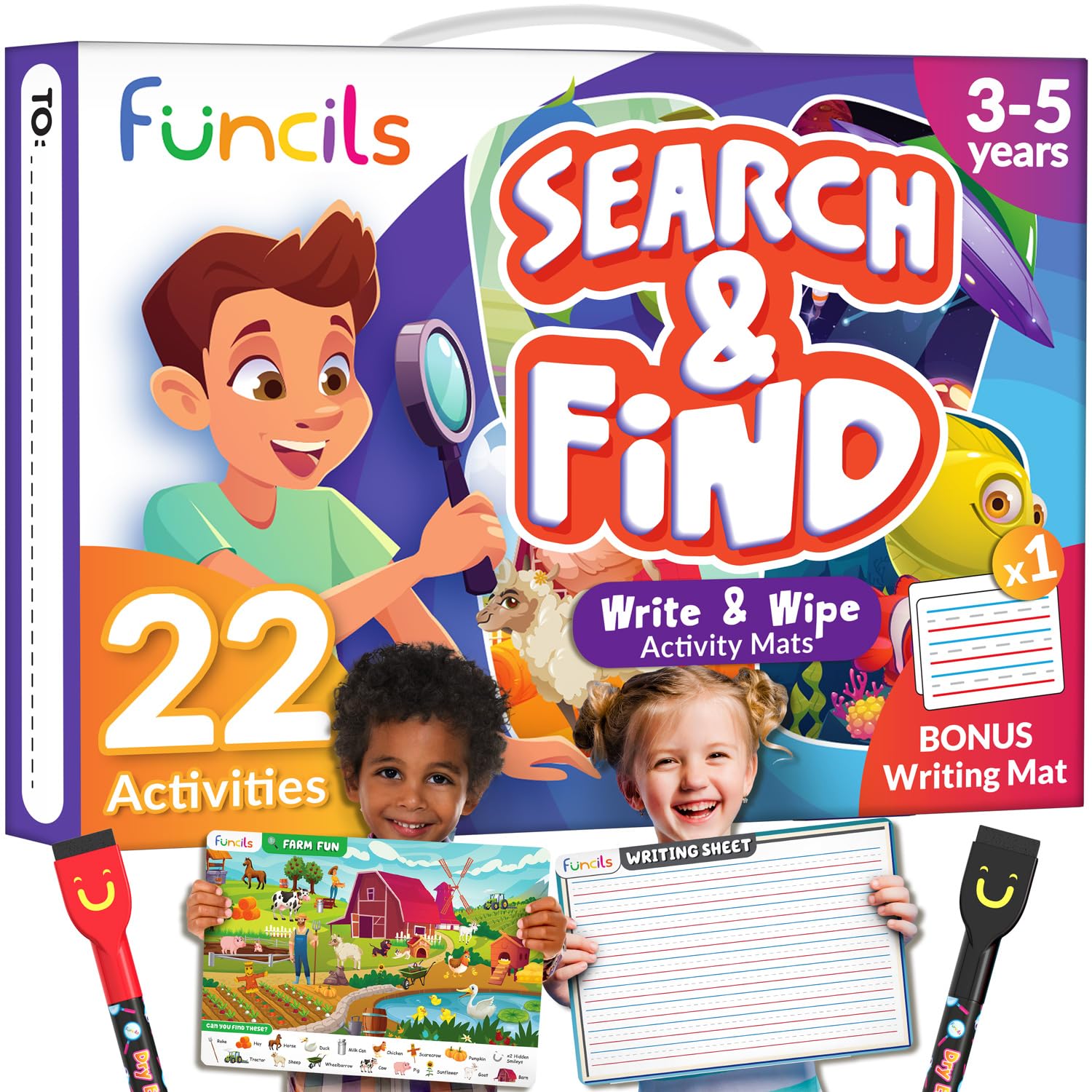 Funcils Preschool Learning Activities - Search and Find for Children, Perfect for Kids, Craft Set for toddlers, Spot it Games, Gifts for Girls and Boys, Educational Toys for Age 3, 4, 5, 6 Year Olds