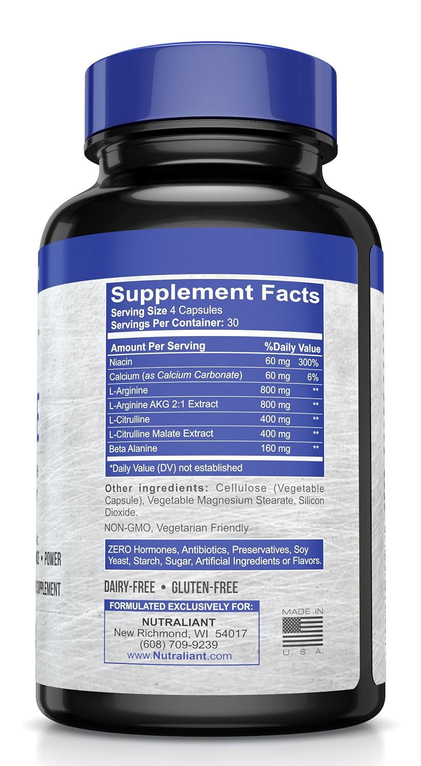 Nitric Oxide Supplements For Men EXTRA Strength 2,680mg L Arginine NO