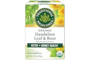 Traditional Medicinals Organic, Dandelion Leaf & Root - Dandelion Root Tea, Supports Normal Detox + Digestion - Kosher, Non-GMO, Caffeine-Free, Compostable - 16 Tea Bags