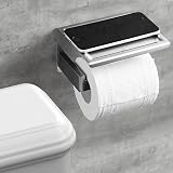 HITSLAM Brushed Nickel Toilet Roll Holder with Phone Shelf SUS 304 Stainless view 2