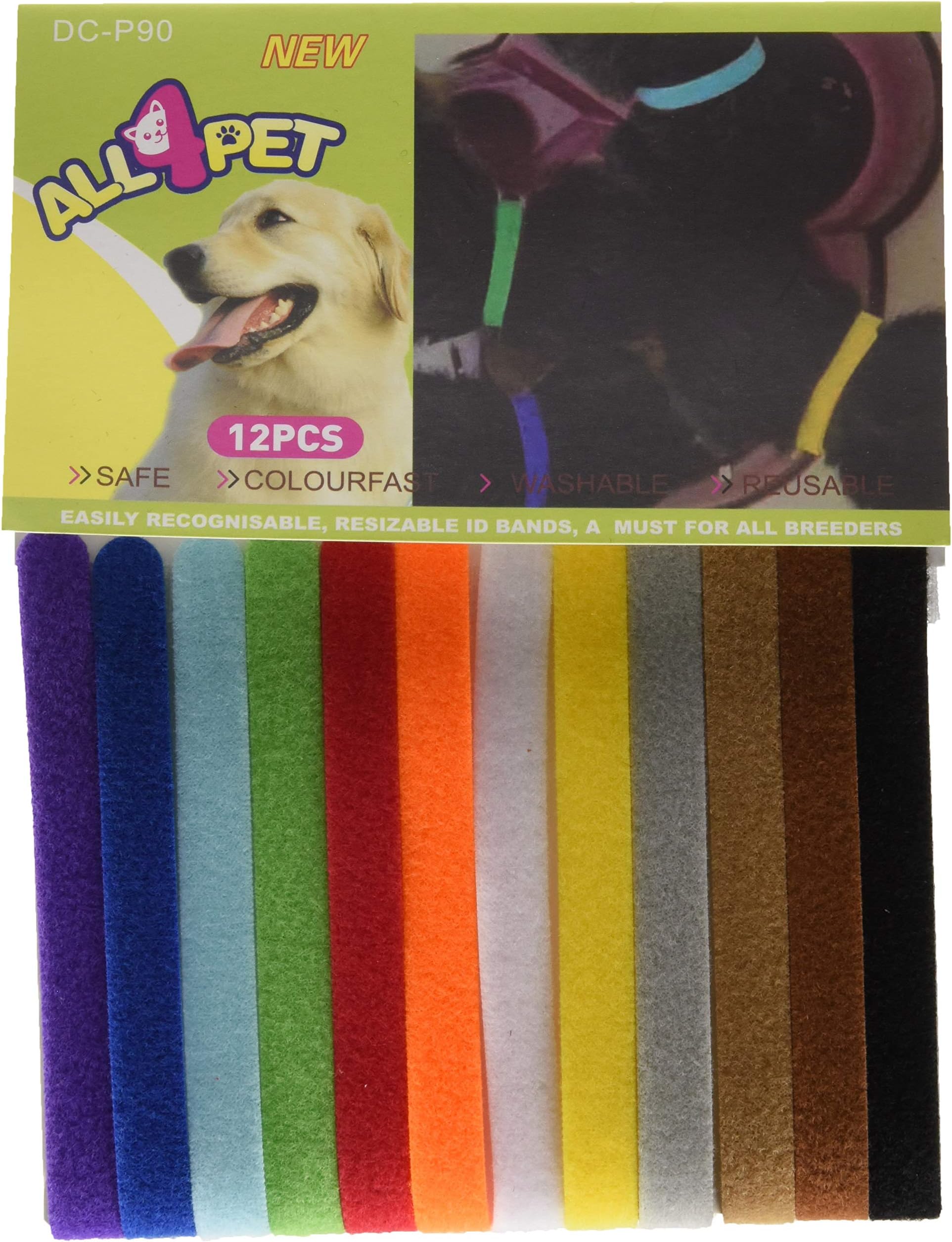 All4pet 12pcs/set Super Soft Puppy Collars Puppy ID Collars Puppy ID Bands whelping little collars Adjustable(DC-P90)