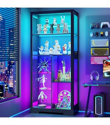 Amazon.com - ZEnvya 4-Tier Glass Display Shelf with LED Lights