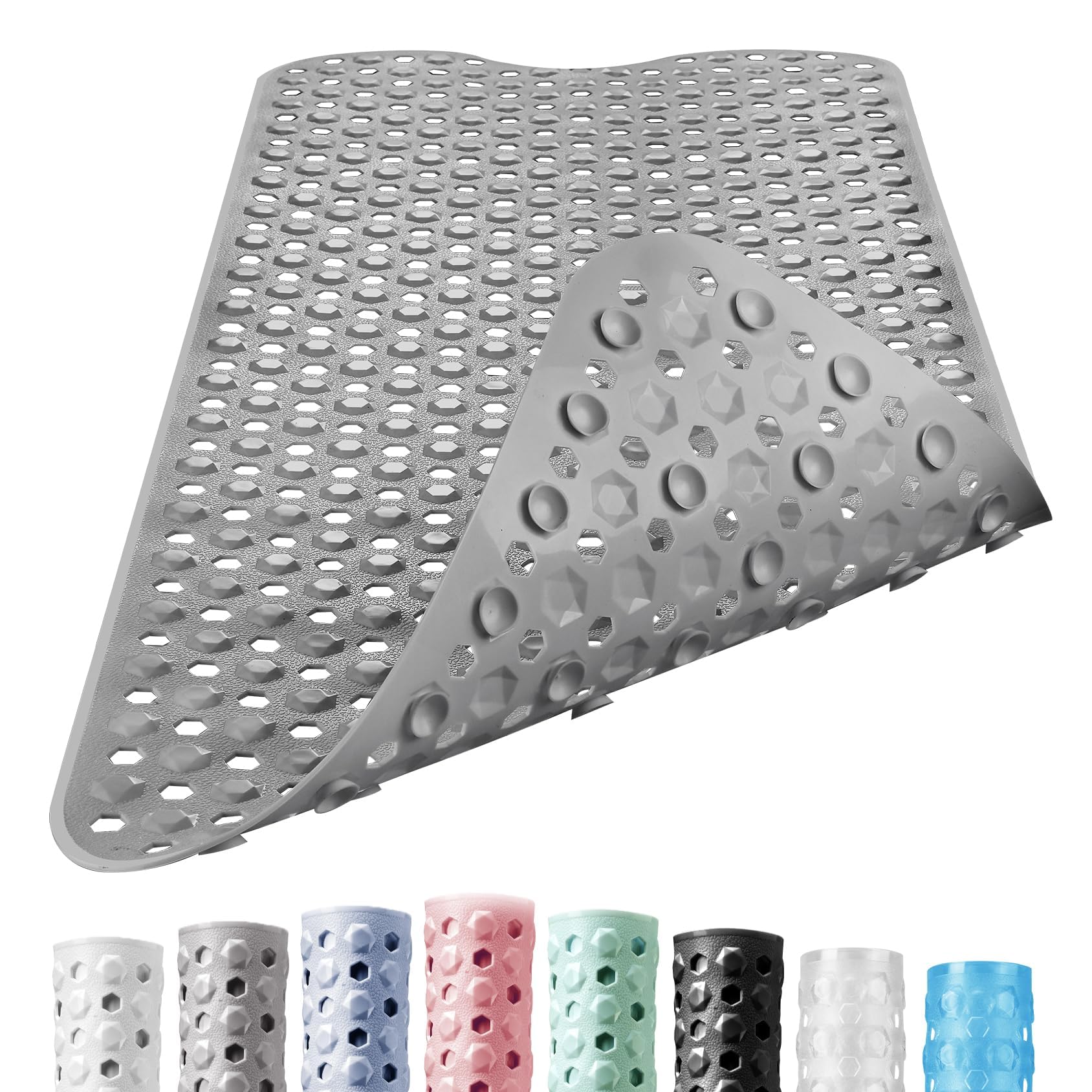 DOPROP Premium Non-Slip Bath Mat for Elderly Children Extra Long Large Safe Bathtub Mat Runner for Inside Bath Shower Anti Slip Bathroom Inside with Safety Suction Cup Drain Hole,Luxury Grey,100X40CM