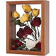 REDHUGO Wooden Dried Flower Frame, Floating Wood Shadow Box Frame for Pressed Flowers Double Acrylic Picture Frame Tabletop DIY Gifts for Family Friends Rectangle Dark Brown 5×7 inches (FRAME ONLY)