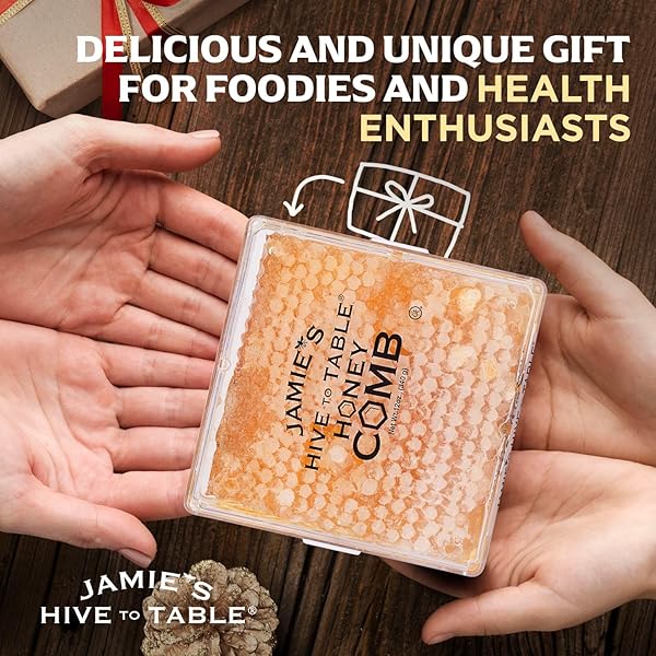 JAMIE’S HIVE TO TABLE 100% RAW HONEYCOMB, 12 OZ – ALL-NATURAL PURE GEORGIA HONEYCOMB, NO ADDITIVES OR PRESERVATIVES, NON-GMO