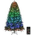 6ft Prelit Christmas Tree with 300 LED Lights, Artificial Christmas Tree with App-Controlled Multi-Color RGB Lights, 1755 Branch Tips, Easy to Assemble, for Home Outdoor