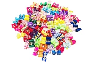JpGdn 50pcs /25Pair Small Dog Hair Bows with Rubber Bands and Rhinestones Puppy Grooming Bows Doggies Cat Topknot Bowknot Pet Hair Accessories Color Random