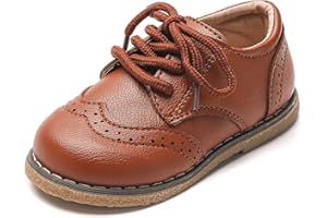 BayDaBik Kids Oxford Shoes Girl’s Boy’s Cute Dress Shoes Lace-Up School Uniform Loafer Flats Shoes