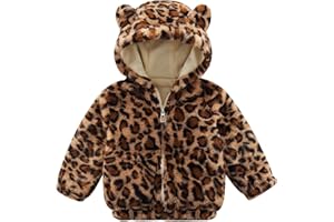Patgoal Toddler Girls Fleece Jacket Bear Ear ZipUp Leopard Hooded Coat Fall Winter Fuzzy Warm Outerwear with Pocket 2-7T