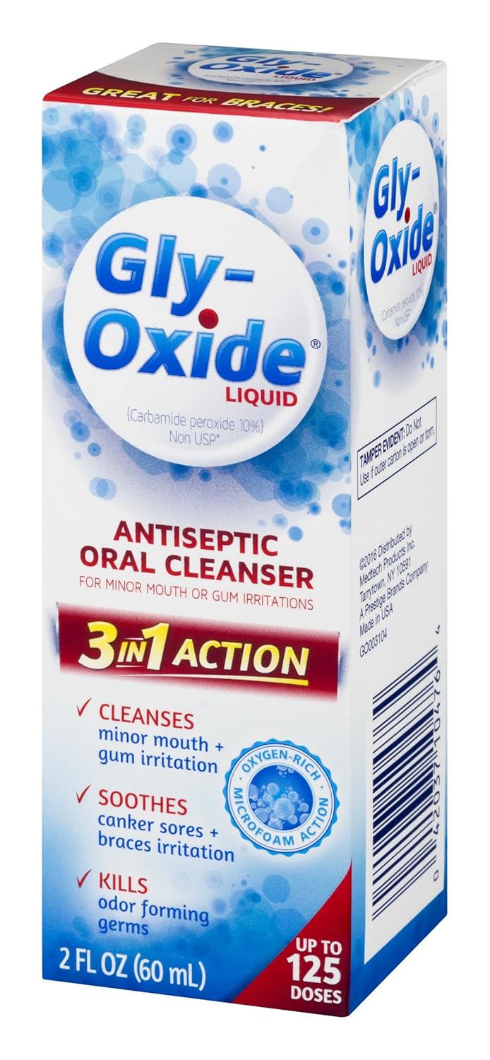 Gly-Oxide Alcohol-Free Antiseptic Mouth Sore Rinse, 2 oz, Packaging May Vary: Prime Pantry