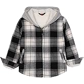 ZENTHACE Kids Toddler Boys Girls Warm Sherpa Lined Plaid Flannel Shirt Jacket,Full-Zip Hooded Sweatshirt