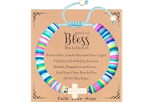 TAGOMEI Stocking Stuffers for Teen Girls Kids Cross Bracelet for Girls Christening Baptism Christmas Gifts for Grandkids Teens Girls Baptism Gifts for Teenage Girls Women Religious Christian Jewelry