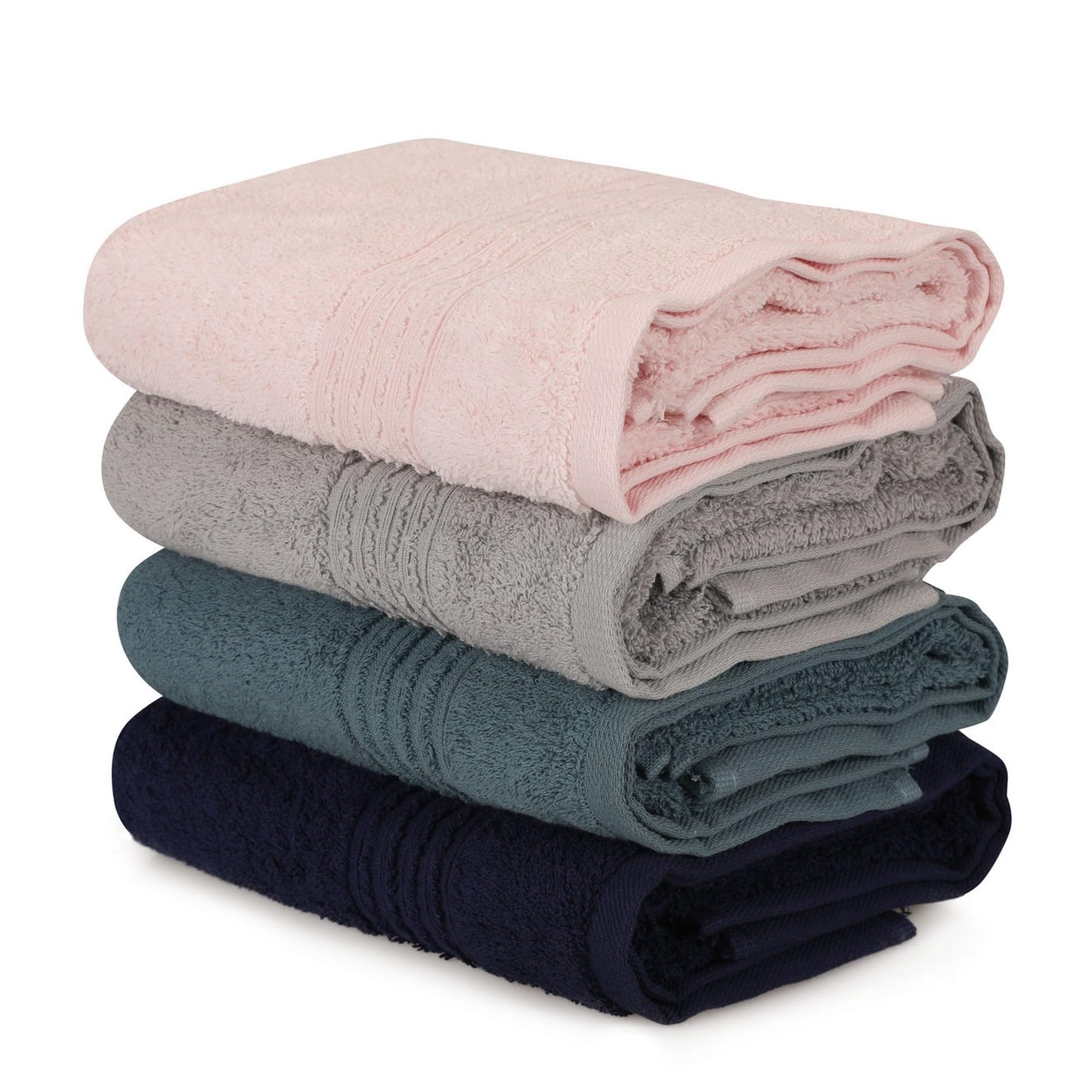 WELL HOME MOBILIARIO & DECORACIÓN Hand towel set (4 pieces) grey, dark blue, pink and blue