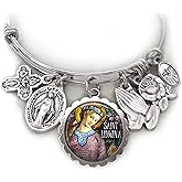 St. Lidwina of Schiedam Bangle Bracelet, Patron Saint of Mulitple Sclerosis, MS Patients, Italian Charm Jewelry, 4 Sizes Extra Small to Large
