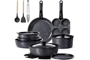 GiPP Ceramic Pots and Pans Set Non Stick, Nonstick Detachable Handle Cookware Sets, Healthy Non Toxic PFAS PFOA & PTFE Free, 