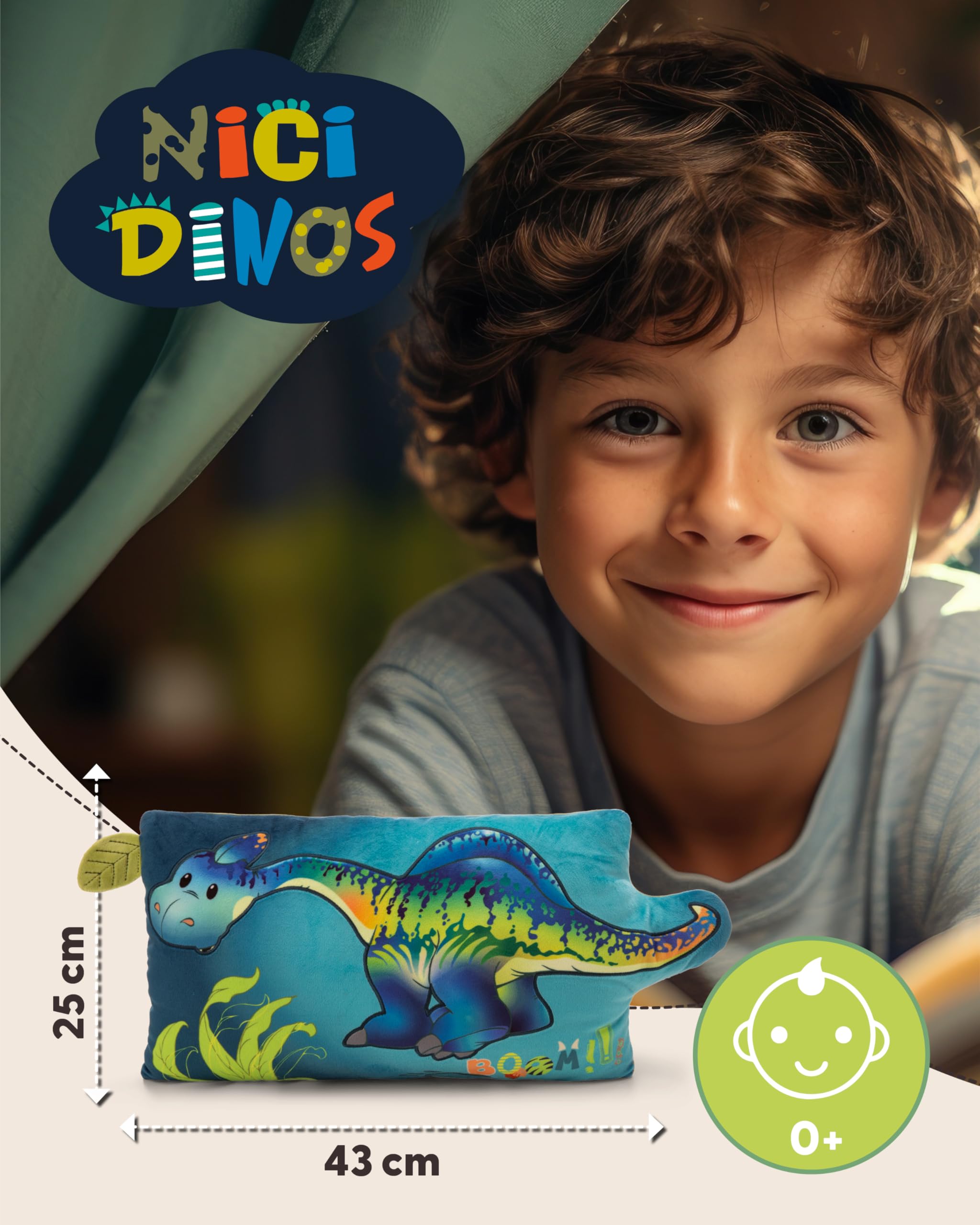 Kissen Dino Snackilus 43x25cm - blau - Flauschiges Kuscheltierkissen für Jungen, Mädchen, Babys und Kuscheltierliebhaber, ideal für Zuhause, Kindergarten oder unterwegs | 61575 2