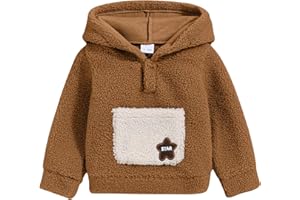 Coco&RARA Toddler Baby Boy Girl Fleece Sweatshirt Baby Long Sleeve Hooded Embroidery Tops Fall Winter Clothes