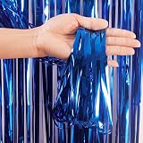 YAAVAAW 2pcs Glitter Dark Blue Tinsel Curtain Backdrop 3.2x8.3ft view 3