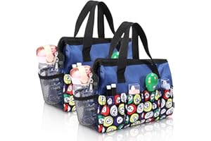 XLSXEXCL 2 Pcs Bingo Dauber Bags with 10 Pockets Large Capacity Bingo Tote Bag Handle and Zipper Travel Carrying Case Makeup Bag Casino Lovers Gift for Women, Blue