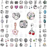 9Pcs Plated Silver Spacer Beads Charms fit Pandora Pendants Bracelet Dangle Pack Set Gold