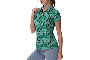 GGOV Womens Short Sleeve Golf Polo Shirt Zipper Tennis Top V Neck UPF 50+ Sun Protection Sport Shirts