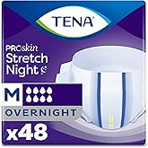 TENA ProSkin Overnight Protection Incontinence Underwear for Women & Men, Stretch, Adult Diaper Stretch Briefs, Medium, 48 Co