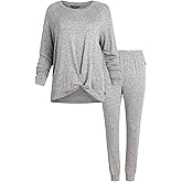 Eddie Bauer Lounge Sets for Women, Cozy Soft 2 Piece Loungewear Pajamas with Long Sleeve Shirt and Jogger - PJs