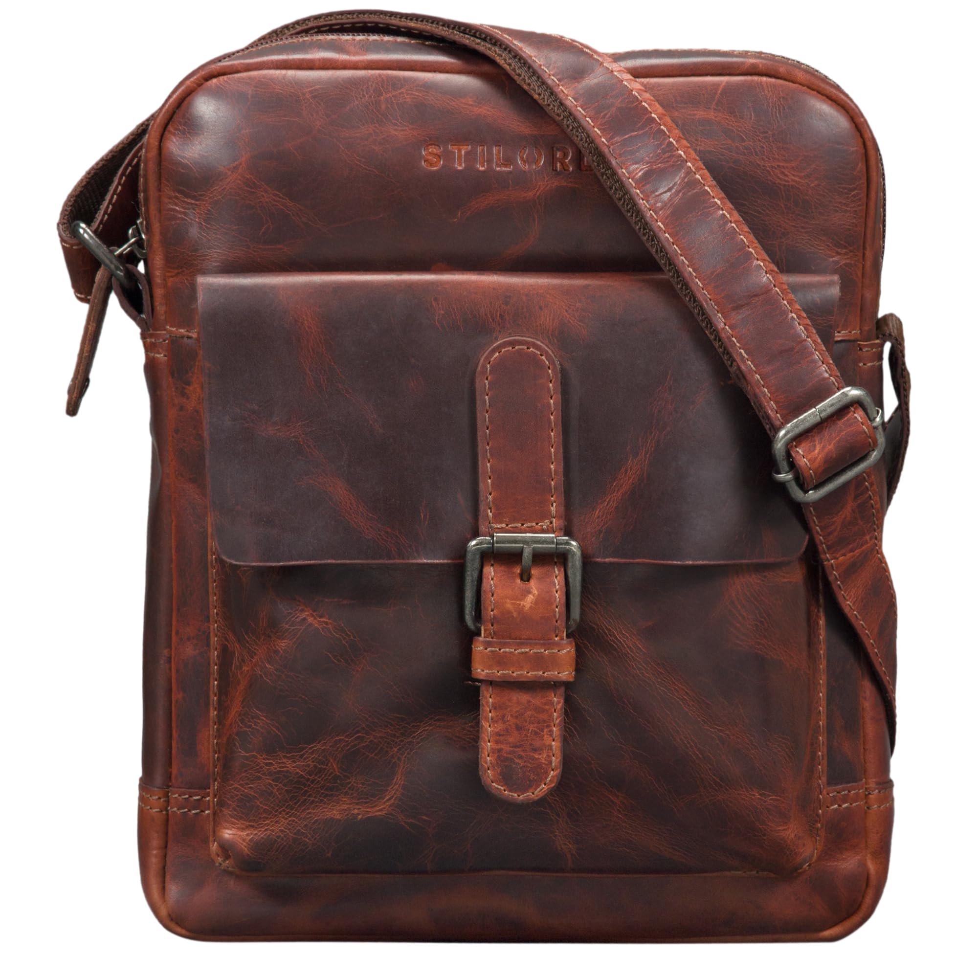 STILORD "Luan" Small Shoulder Bag Leather Vintage for Women and Men Messenger Bag with Tablet Compartment 10.1 Inches Cross Body Bag in Genuine Leather Colour:Milano - Brown