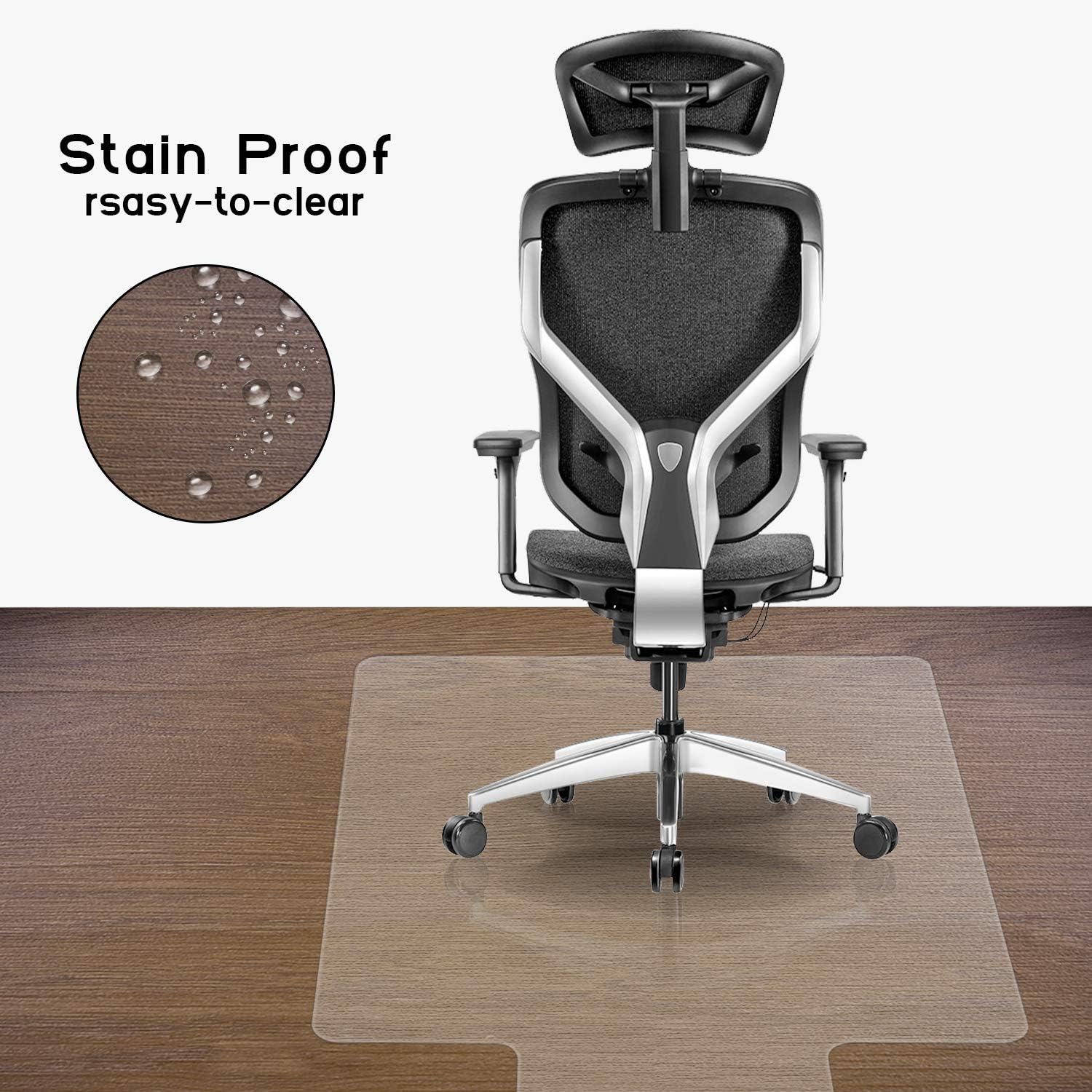 HOKEKI Office Chair Mat for Hardwood Floor, 36" x 48'' with Lip Transparent Floor Mats for Rolling Chairs, Wood/Tile Protection Mat for Office & Home (36" x 48'') : Office Products