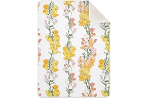 Aesthetic Snapdragon White Blankets for Boys Soft Cotton Swaddles for Newborns for Sofa School Travel Nursery 40'' x 30''