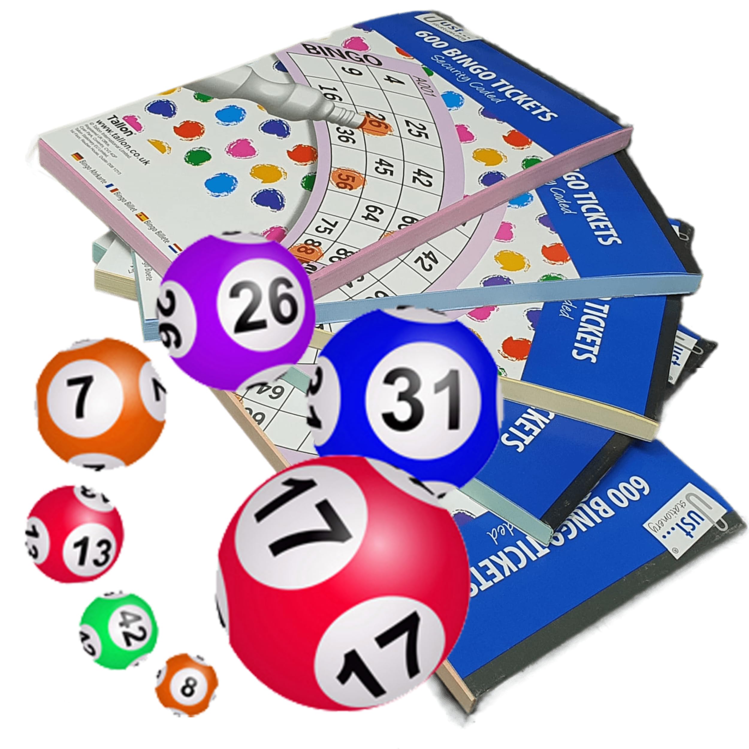 CARESTARZ 4 x 600 Bingo tickets Books for Bingo Game - 600 jumbo Bingo tickets - Fun bingo books 6 game - bingo books 1 – 90 Pack of 4