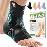 ZOELION Ankle Brace Compression Support with Removable Fishnet Strap, 3D Knit Plantar Fasciitis Relief Achilles Tendonitis Brace, Ankle Compression Sleeve for Pain Relief & Injury Healing, Black/M