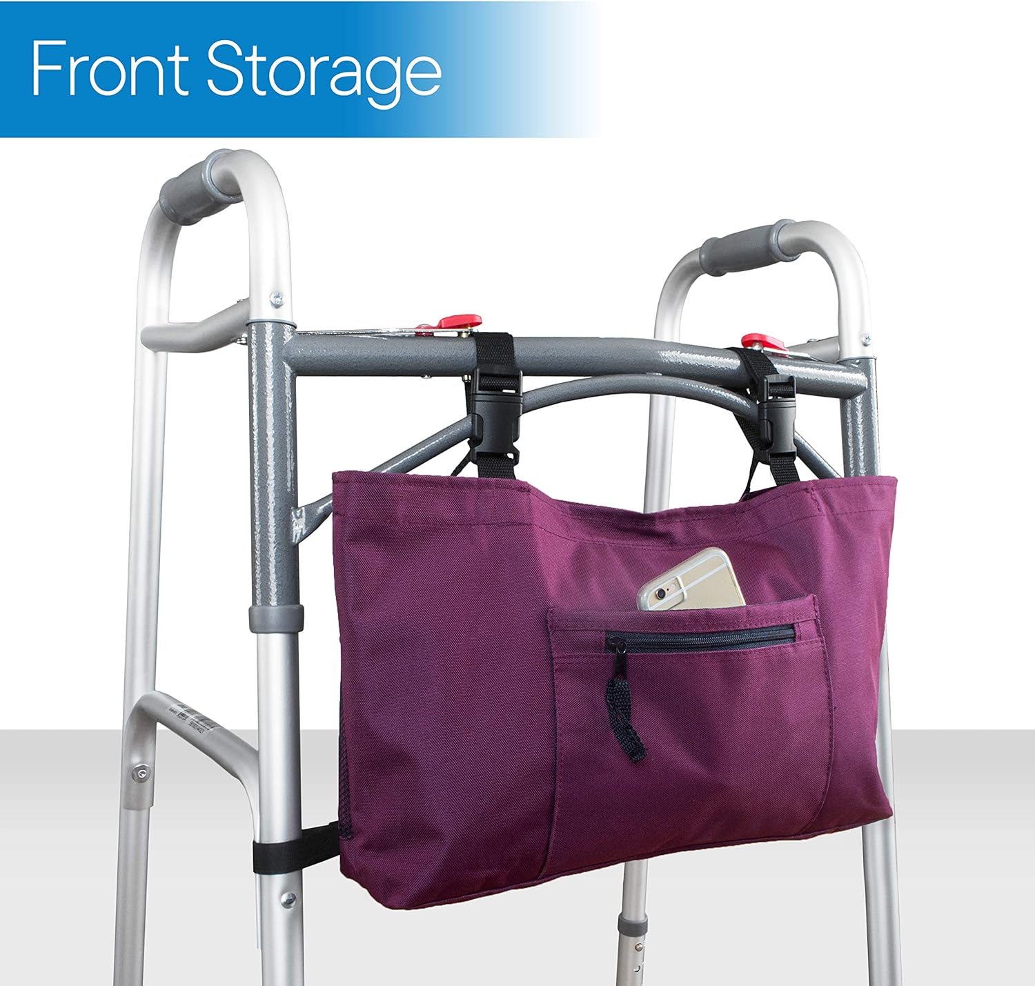 RMS Walker Bag with Soft Cooler - Water Resistant Tote with Temperature Controlled Thermal Compartment, Universal Fit for Walkers, Scooters or Rollator Walkers (Wine): Health & Personal Care