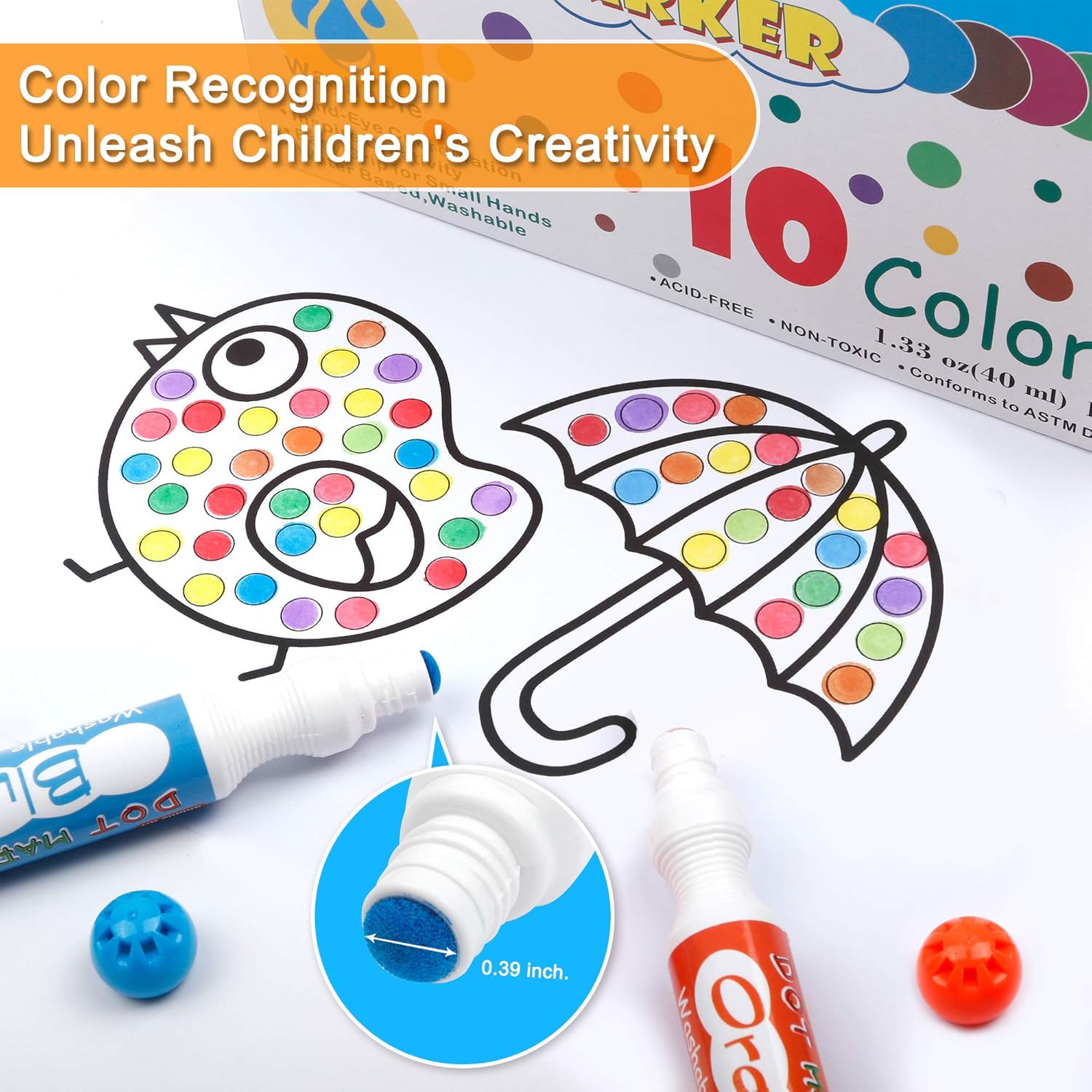 Shuttle Art Bingo Dabbers, 10 Colours Bingo Pens (40ml) with Dot Colouring Book & 70 Patterns PDF Sheets - Image 4