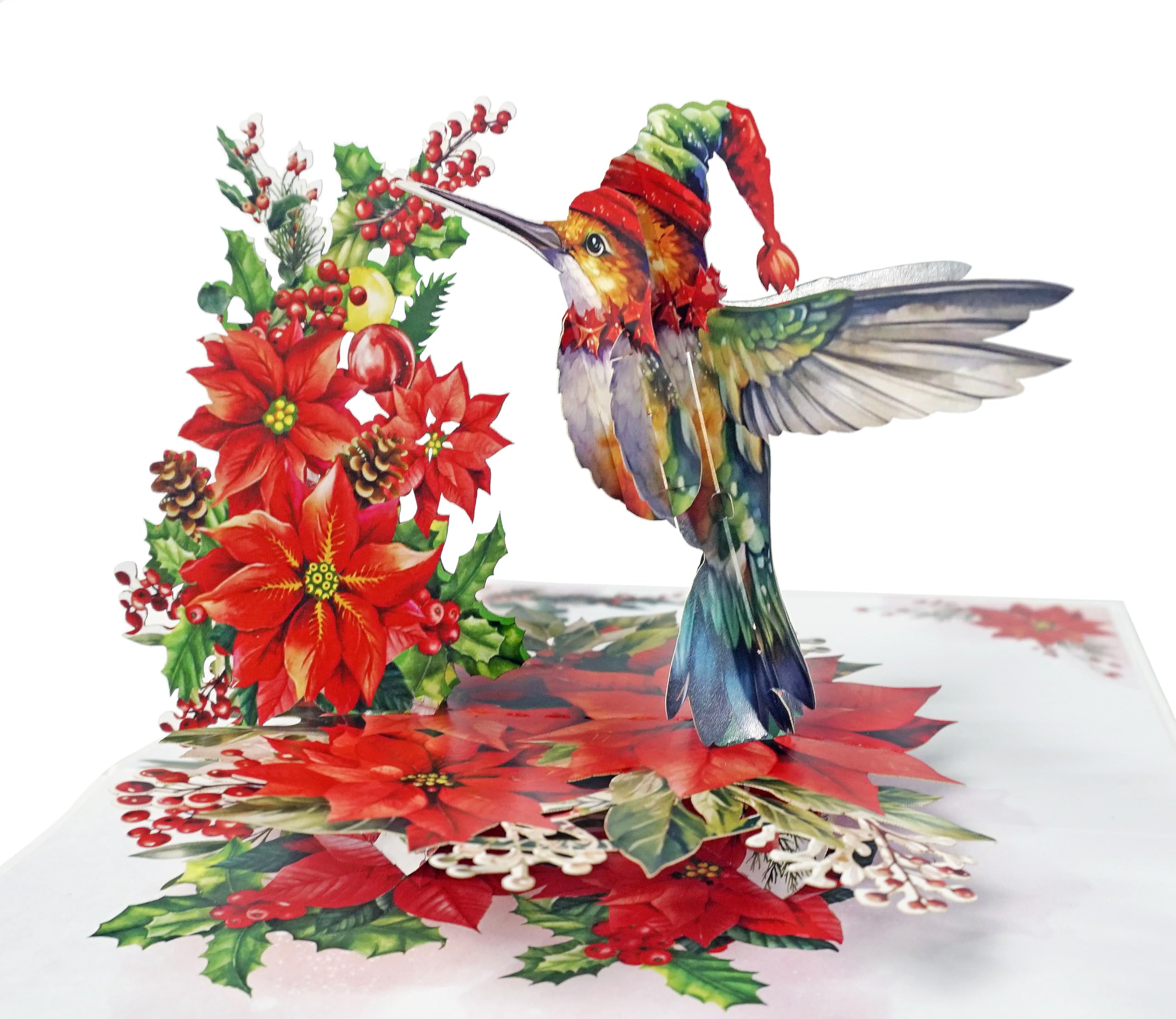 CUTPOPUP Hummingbird Merry Christmas Cards 2025, Pop Up Christmas Cards w Envelope, 3D Xmas Card, Holiday Greeting Card Gifts for Her Him Wife Husband Family Son Mum Dad (Hummingbird Xmas) US8-CN302UK