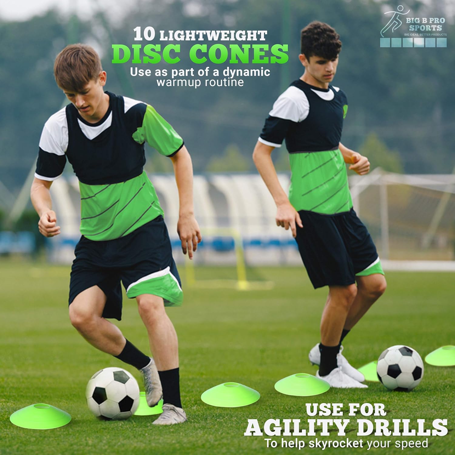Big B Pro Sports Speed Agility Training Set - Includes Ladder, 10 Cones with Holder, Running Parachute, Jump Rope, Resistance Bands - for Training Football, Soccer, Hockey, and Basketball Athletes. : Sports & Outdoors