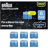 Braun Clean & Renew Refill Cartridges CCR, Replacement Shaver Cleaner Solution for Clean&Charge Cleaning System, Pack of 6