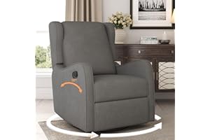 Bonzy Home Swivel Rocker Recliner, Nursery Chair Rocking Glider Rocker Recliner Manual Reclining for Home or Office, Grey
