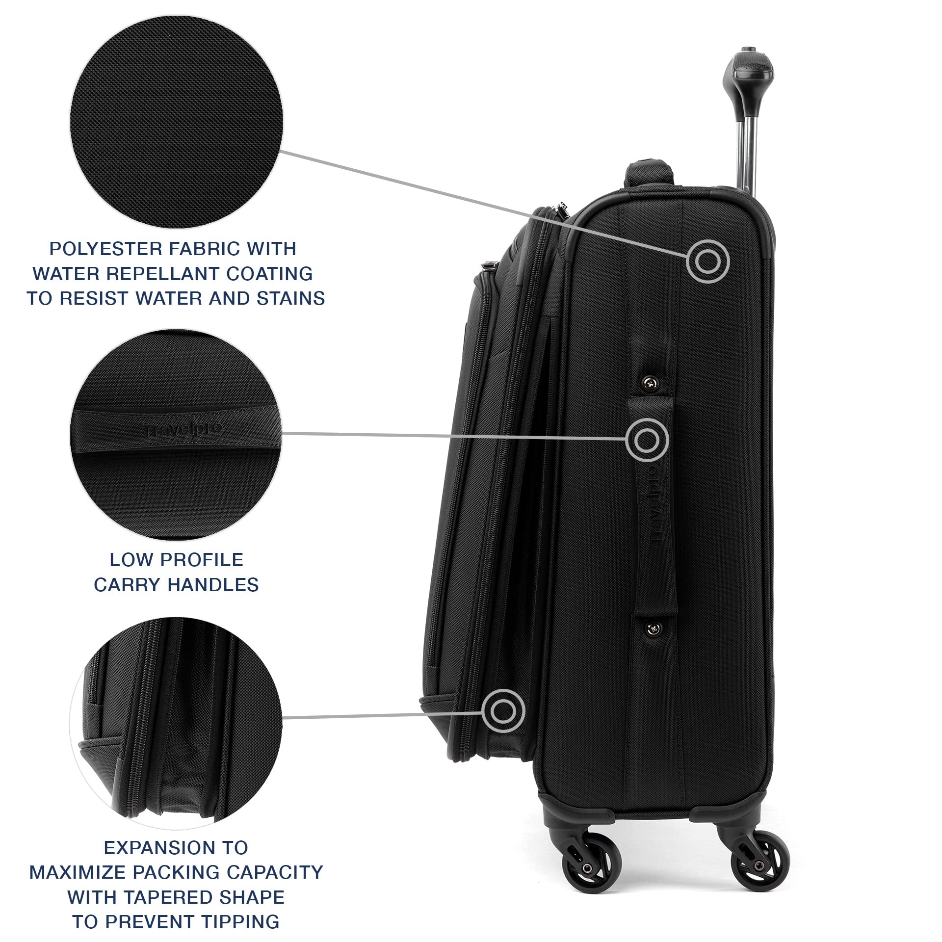 Travelpro Runway 2 Piece Luggage Set, Carry-on & Convertible Medium to Large Check-in Expandable Luggage, 4 Spinner Wheels, Softside Suitcase, Men and Women, Black