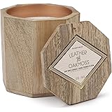 Paddywax Woods Collection Scented Soy Wax Candle in Mango Wood, 12-Ounce, Leather & Oakmoss