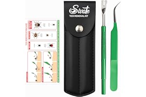 SIVOTE Premium Tick Remover Kit – Stainless Steel Tick Removal Tool & Tweezers with Leather Case and Pocket Tick Identificati