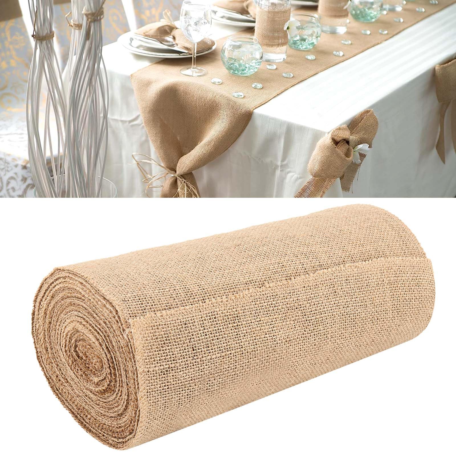 SEUNMUK 30 CM x 15 M Natural Hessian Roll, Jute Fabric Roll Hessian Table Runner for DIY Craft, Wedding,Party and Home Decoration