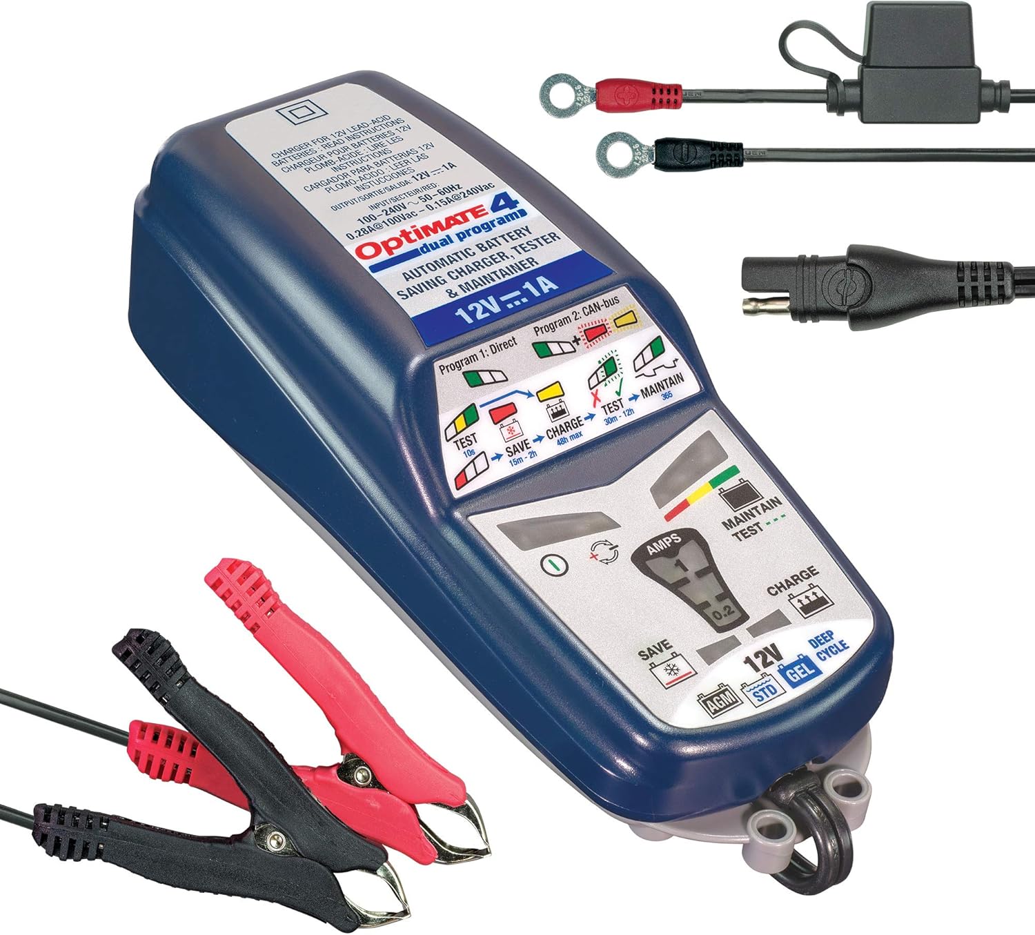 OptiMATE 4 CAN-bus edition, TM-351 8/9-step 12V 1A battery Saving charger-tester-maintainer: Automotive