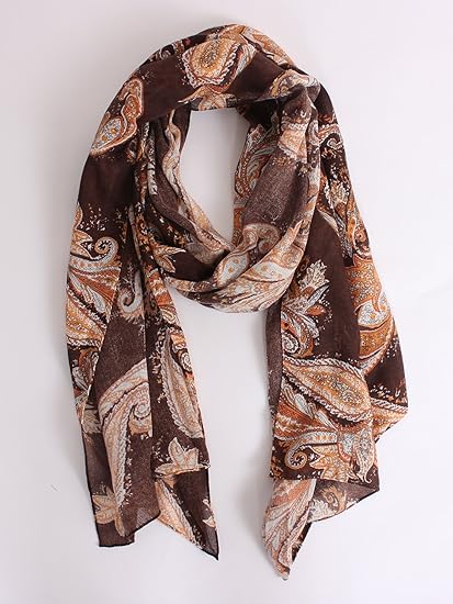 Amazon ブラウン Free ストール メンズ ペイズリー 柄 大判 ショール 秋 冬intheattic 巻き物 ジャケット アレンジ 軽い 色 カラー 黒 ブラック 茶色 ブラウン ストール マフラー 通販