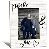 Beliran Fathers Day Pops Picture Frames - Grandpa Photo Frame, PopsGrandpa Gifts for Father's Day Birthday from Grandkids Grandchildren, Pops and Me Picture Grandpa Photo Frames for Home Bedroom Decor, 5x7